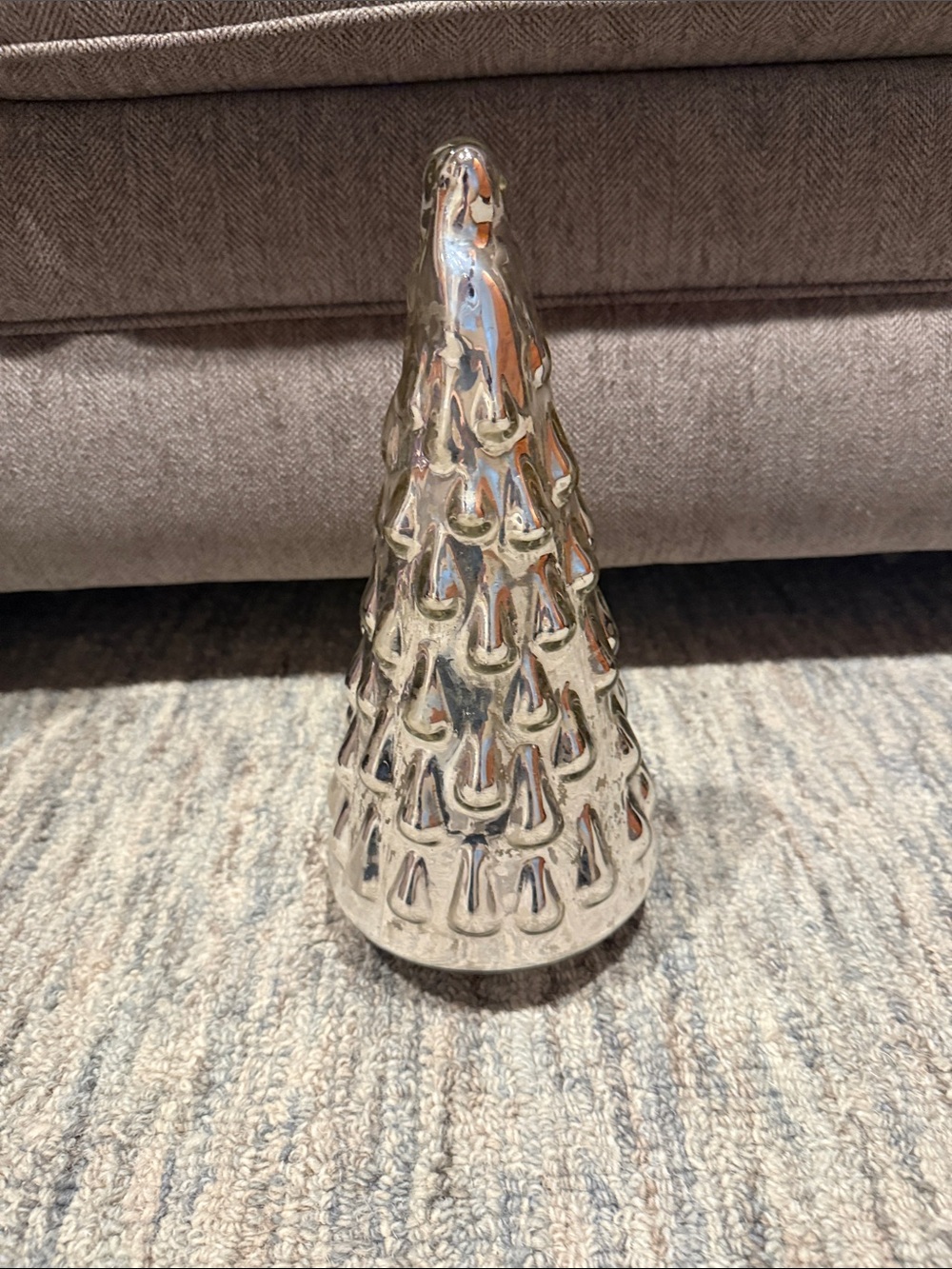 Silver Mirrored glass Holiday Tree Accent